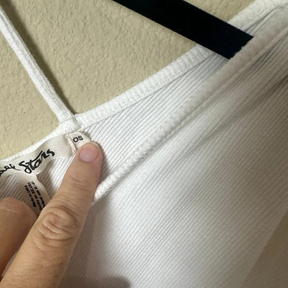 MICHAEL STARS Tiny Rib Drapey Lace UP Back T Shirt Top - One Size - Picture 5 of 7